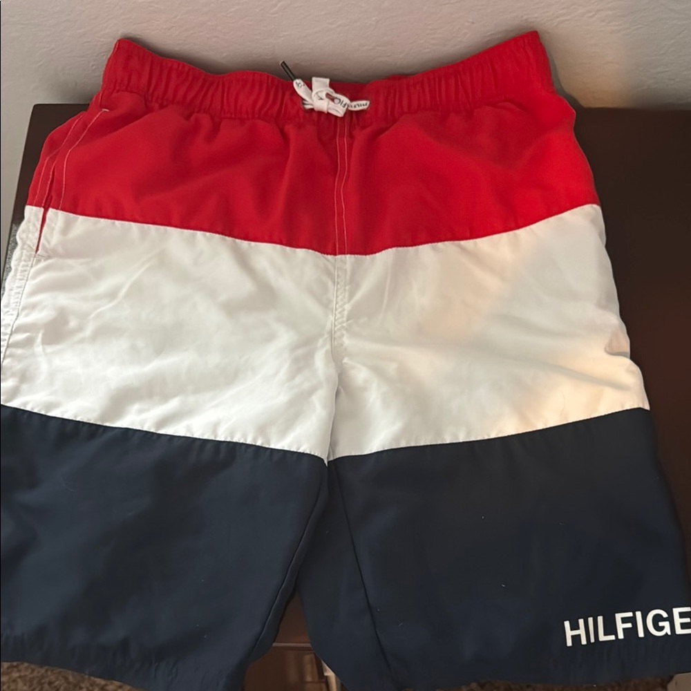 Tommy Hilfiger Red, White, and Blue Kids Swim Trunks